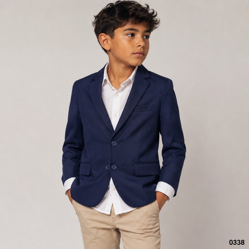Stafford Boys Navy Blue Regular Fit Two Button Blazer Sport Coat Size 10 0338
